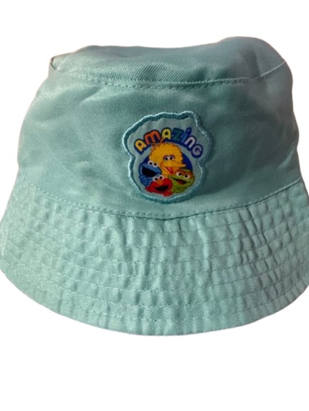 Sesame Street Aqua Blue Reversible Bucket Hat “Amazing” Character Patch